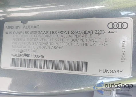 2015 Audi A3 2.0T Premium z USA, uszkodzony, nr VIN WAUBFGFF5F1130545